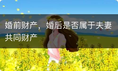 婚前财产，婚后是否属于夫妻共同财产