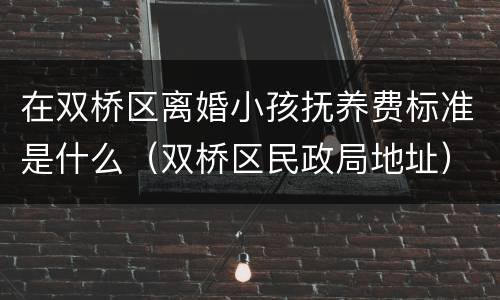 在双桥区离婚小孩抚养费标准是什么（双桥区民政局地址）