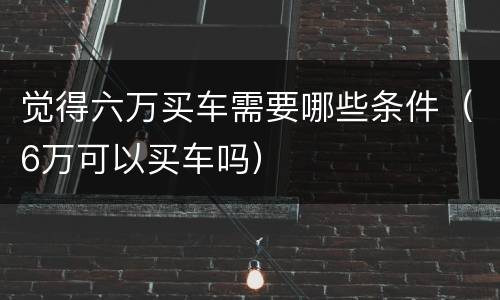 觉得六万买车需要哪些条件（6万可以买车吗）