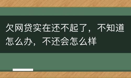 欠网贷实在还不起了，不知道怎么办，不还会怎么样