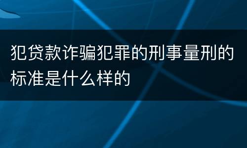 犯贷款诈骗犯罪的刑事量刑的标准是什么样的