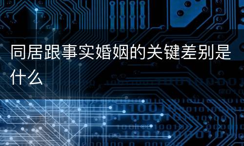 同居跟事实婚姻的关键差别是什么