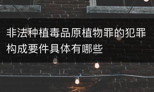 非法种植毒品原植物罪的犯罪构成要件具体有哪些