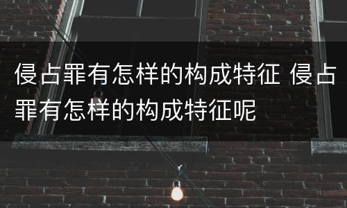 侵占罪有怎样的构成特征 侵占罪有怎样的构成特征呢