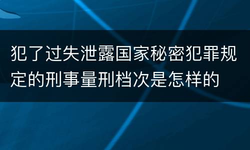 犯了过失泄露国家秘密犯罪规定的刑事量刑档次是怎样的
