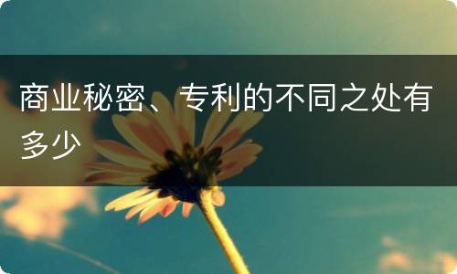 商业秘密、专利的不同之处有多少