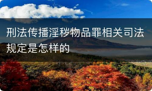 刑法传播淫秽物品罪相关司法规定是怎样的