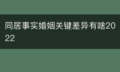 同居事实婚姻关键差异有啥2022