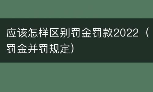 应该怎样区别罚金罚款2022（罚金并罚规定）