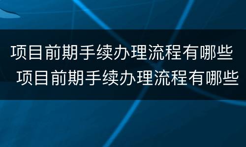 项目前期手续办理流程有哪些 项目前期手续办理流程有哪些内容