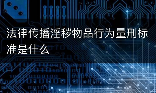 法律传播淫秽物品行为量刑标准是什么
