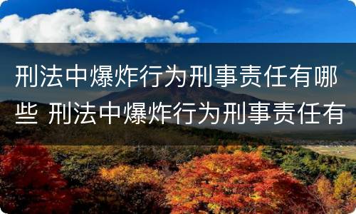 刑法中爆炸行为刑事责任有哪些 刑法中爆炸行为刑事责任有哪些条款