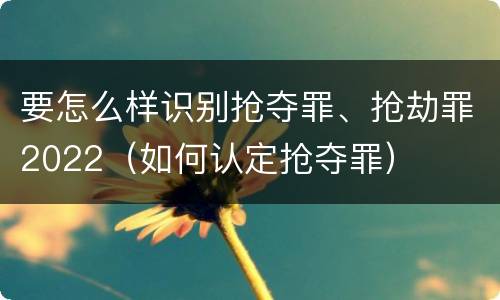 要怎么样识别抢夺罪、抢劫罪2022（如何认定抢夺罪）