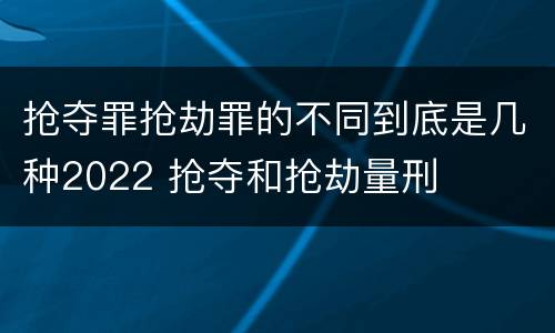 抢夺罪抢劫罪的不同到底是几种2022 抢夺和抢劫量刑