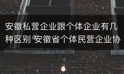 安徽私营企业跟个体企业有几种区别 安徽省个体民营企业协会官网