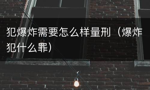 犯爆炸需要怎么样量刑（爆炸犯什么罪）