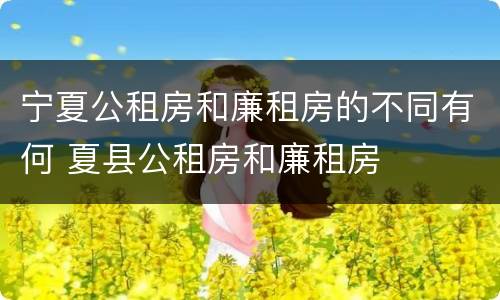 宁夏公租房和廉租房的不同有何 夏县公租房和廉租房