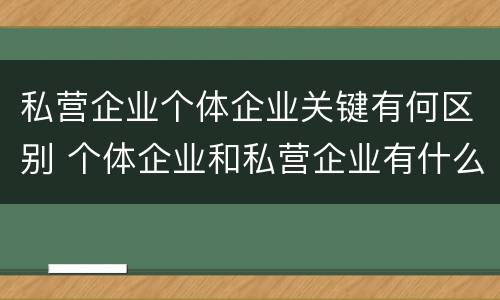 私营企业个体企业关键有何区别 个体企业和私营企业有什么区别和联系