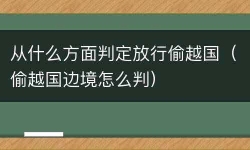 从什么方面判定放行偷越国（偷越国边境怎么判）