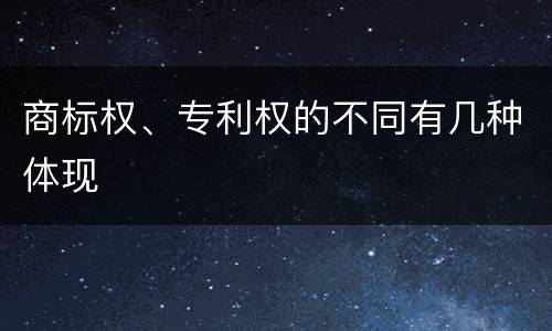 商标权、专利权的不同有几种体现