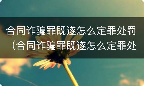 合同诈骗罪既遂怎么定罪处罚（合同诈骗罪既遂怎么定罪处罚依据）