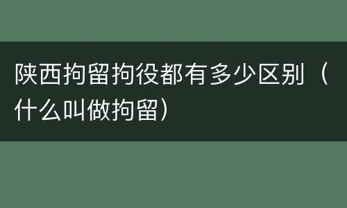 陕西拘留拘役都有多少区别（什么叫做拘留）