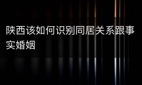 陕西该如何识别同居关系跟事实婚姻