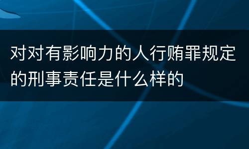 对对有影响力的人行贿罪规定的刑事责任是什么样的