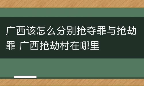 广西该怎么分别抢夺罪与抢劫罪 广西抢劫村在哪里