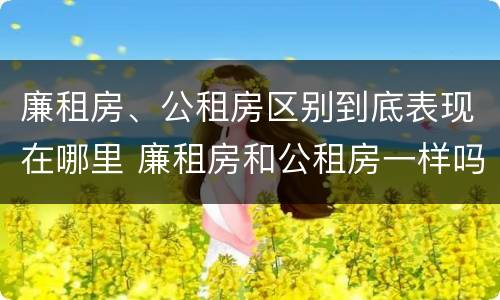 廉租房、公租房区别到底表现在哪里 廉租房和公租房一样吗?