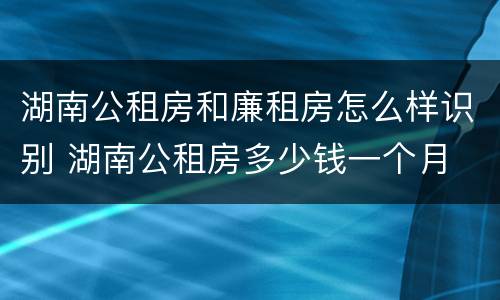 湖南公租房和廉租房怎么样识别 湖南公租房多少钱一个月