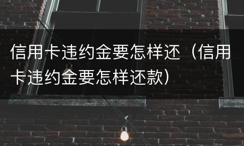 信用卡违约金要怎样还（信用卡违约金要怎样还款）
