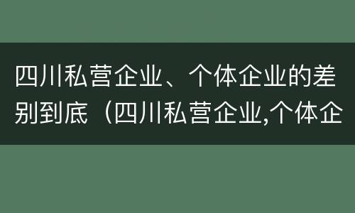 四川私营企业、个体企业的差别到底（四川私营企业,个体企业的差别到底有多大）