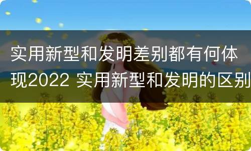 实用新型和发明差别都有何体现2022 实用新型和发明的区别