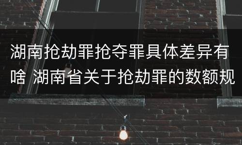湖南抢劫罪抢夺罪具体差异有啥 湖南省关于抢劫罪的数额规定