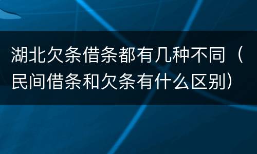 湖北欠条借条都有几种不同（民间借条和欠条有什么区别）