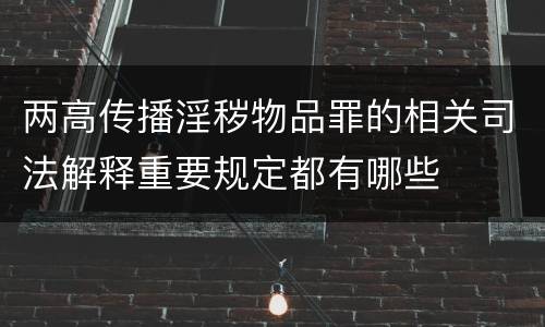 两高传播淫秽物品罪的相关司法解释重要规定都有哪些