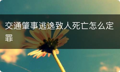 交通肇事逃逸致人死亡怎么定罪