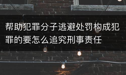 帮助犯罪分子逃避处罚构成犯罪的要怎么追究刑事责任