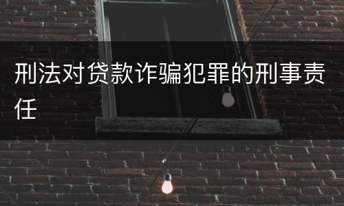 刑法对贷款诈骗犯罪的刑事责任