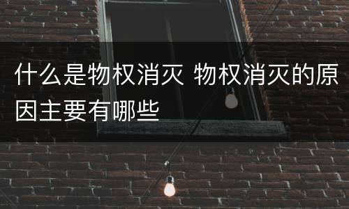 什么是物权消灭 物权消灭的原因主要有哪些