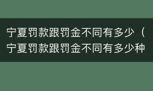 宁夏罚款跟罚金不同有多少（宁夏罚款跟罚金不同有多少种）