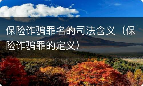 保险诈骗罪名的司法含义（保险诈骗罪的定义）