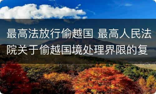 最高法放行偷越国 最高人民法院关于偷越国境处理界限的复函