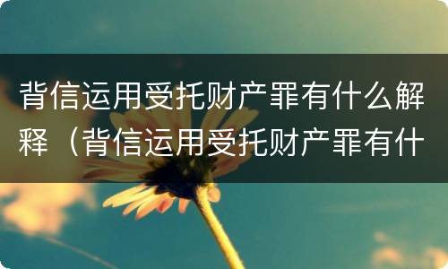 背信运用受托财产罪有什么解释（背信运用受托财产罪有什么解释吗）
