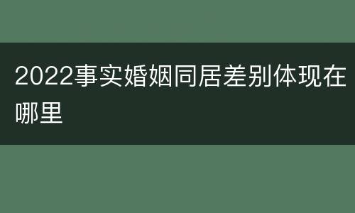 2022事实婚姻同居差别体现在哪里