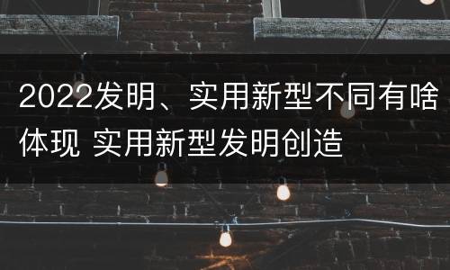 2022发明、实用新型不同有啥体现 实用新型发明创造