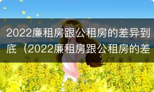 2022廉租房跟公租房的差异到底（2022廉租房跟公租房的差异到底在哪里）