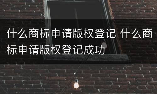 什么商标申请版权登记 什么商标申请版权登记成功
