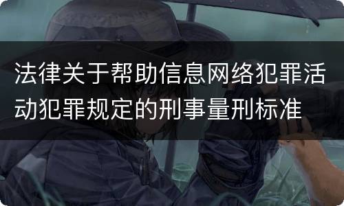 法律关于帮助信息网络犯罪活动犯罪规定的刑事量刑标准